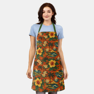 Midden eeuws fel Hawaiaans shirtprint Schort