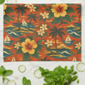 Midden eeuws fel Hawaïaans shirtprint Theedoek (Gevouwen)