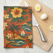 Midden eeuws fel Hawaïaans shirtprint Theedoek (Quarter Fold)