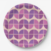 Midden eeuws geometrisch roze paars patroon papieren bordje (Voorkant)