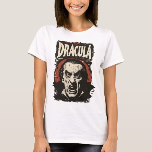  Midden-eeuws Gotisch Retro Dracula Halloween T-shirt (Voorkant)