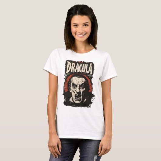 Midden-eeuws Gotisch Retro Dracula Halloween T-shirt (Voorkant volledig)