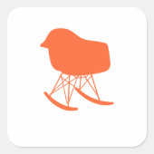 Midden-eeuws grijs Sinaasappel patroonstoel silhou Vierkante Sticker (Voorkant)