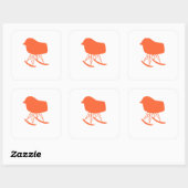 Midden-eeuws grijs Sinaasappel patroonstoel silhou Vierkante Sticker (Vel)