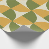Midden eeuws groen mosterdgeel halve cirkels cadeaupapier (Hoek)