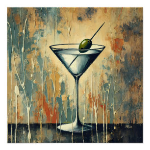 Midden eeuws mixed media Martini kunst Perfect Poster