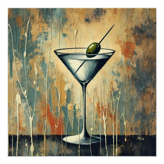 Midden eeuws mixed media Martini kunst Perfect Poster (Voorkant)