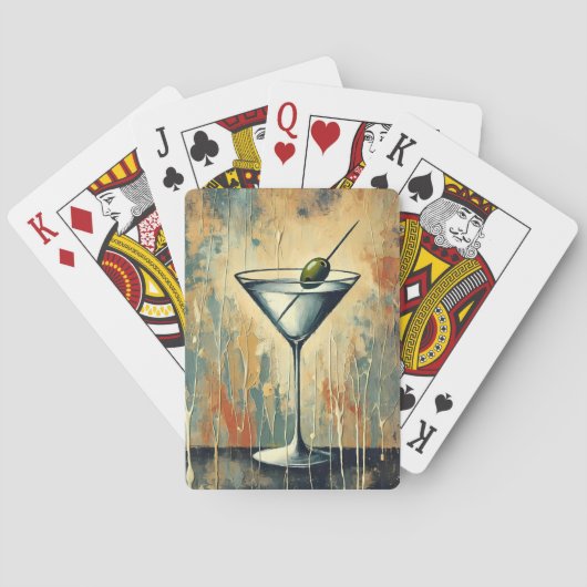 Midden eeuws mixed media Martini kunst Pokerkaarten (Achterkant)