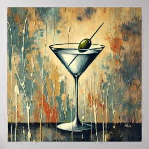 Midden eeuws mixed media Martini kunst Poster