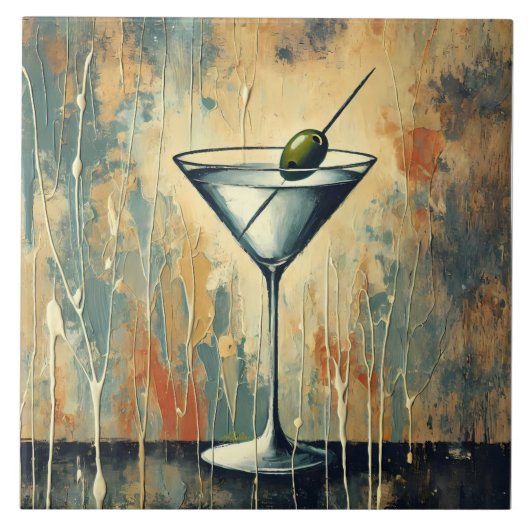 Midden eeuws mixed media Martini kunst Tegeltje (Voorkant)