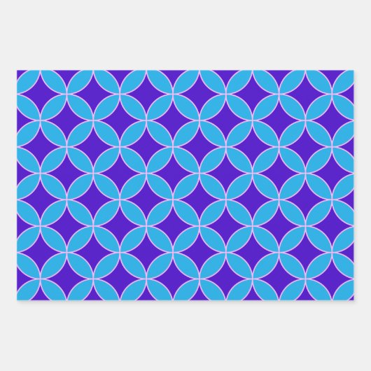 Midden-eeuws mod patroon in levendig kobaltblauw inpakpapier vel (Voorkant 2)