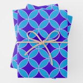 Midden-eeuws mod patroon in levendig kobaltblauw inpakpapier vel (In situ)