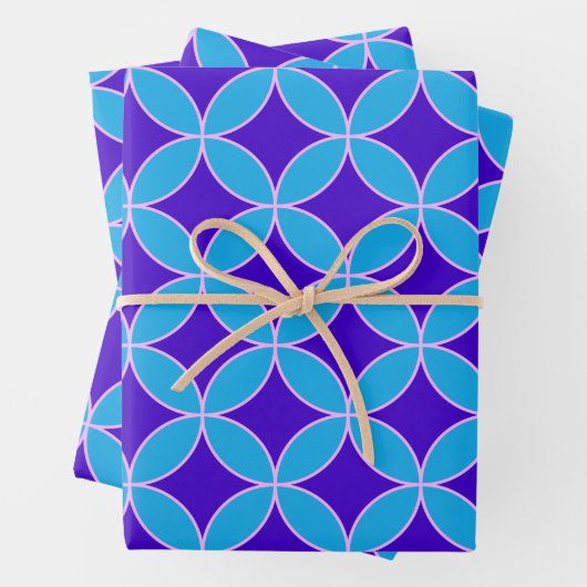 Midden-eeuws mod patroon in levendig kobaltblauw inpakpapier vel (In situ)