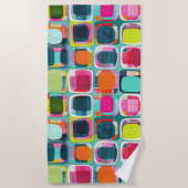 Midden-eeuws modern Abstract kleurrijk patroon Strandlaken (Voorkant)