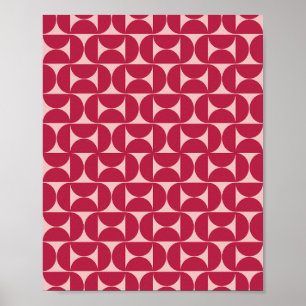 Midden-eeuws modern Abstract patroon magenta Poster