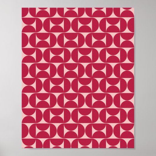 Midden-eeuws modern Abstract patroon magenta Poster (Voorkant)