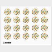 Midden eeuws modern abstract patroon ronde sticker (Vel)