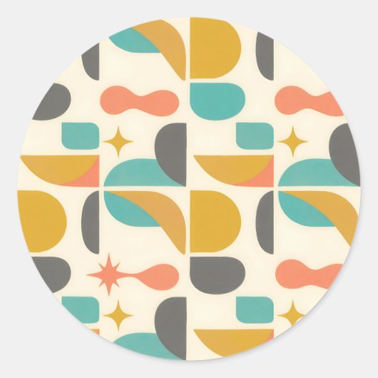 Midden eeuws modern abstract patroon ronde sticker (Voorkant)
