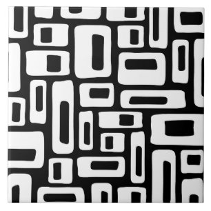 Midden-eeuws modern Abstract zwart-wit patroon Tegeltje