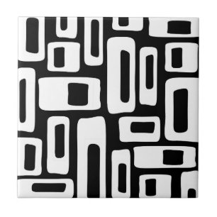 Midden-eeuws modern Abstract zwart-wit patroon Tegeltje