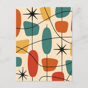 Midden eeuws modern atomair abstract briefkaart