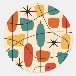 Midden eeuws modern atomair abstract ronde sticker