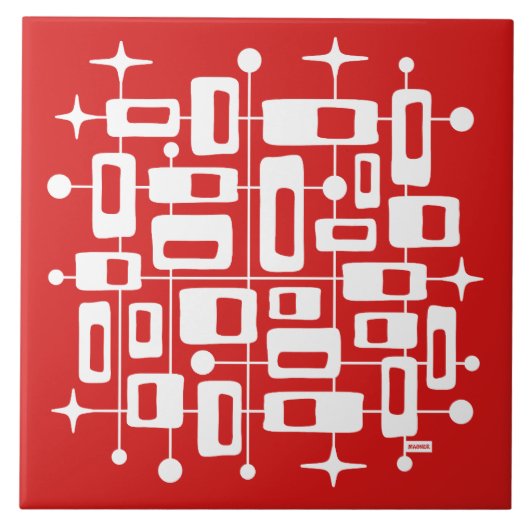 Midden eeuws modern atomair abstract tegeltje (Voorkant)