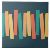 Midden-eeuws modern atomisch funky blokjes Blauwgr Tegeltje (Voorkant)