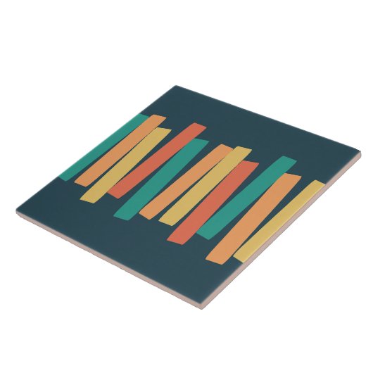 Midden-eeuws modern atomisch funky blokjes Blauwgr Tegeltje (Zijkant)