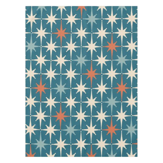 Midden-eeuws modern atomisch sterrenspringpatroon tafelkleed (Voorkant)