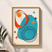 Midden-eeuws modern atoomblauw rood Sinaasappel Ab