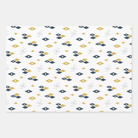 Midden-eeuws modern atoomdiamantpatroon inpakpapier vel (Voorkant 3)