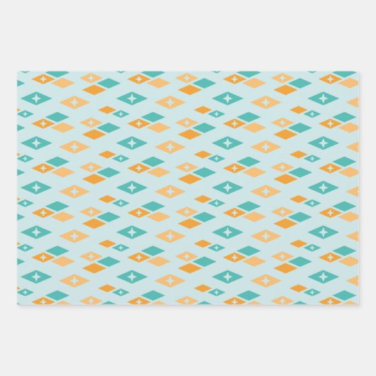 Midden-eeuws modern atoomdiamantpatroon inpakpapier vel (Voorkant)