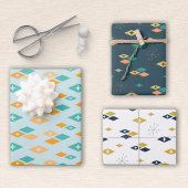 Midden-eeuws modern atoomdiamantpatroon inpakpapier vel