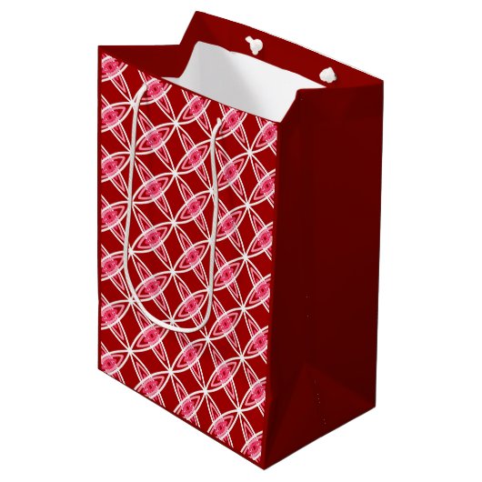 Midden eeuws modern atoomprint - donkerrood medium cadeauzakje (Voorkant Gekanteld)