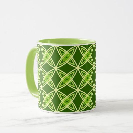 Midden eeuws modern atoomprint - olijfgroen mok (Voorkant links)