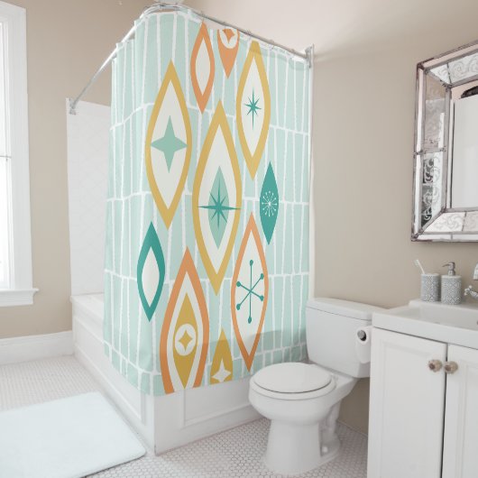 Midden-eeuws modern atoomtijdperk Abstract Douchegordijn (In situ)