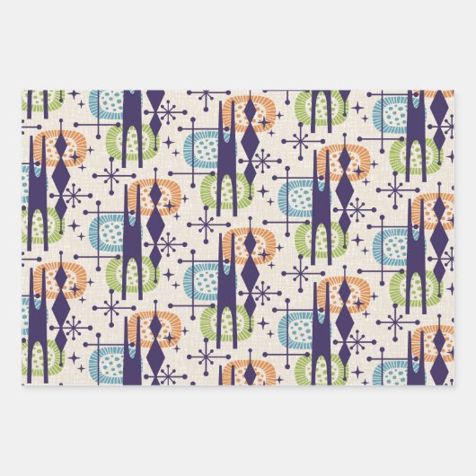 Midden-eeuws modern atoomtijdperk Abstract patroon Inpakpapier Vel (Voorkant 2)