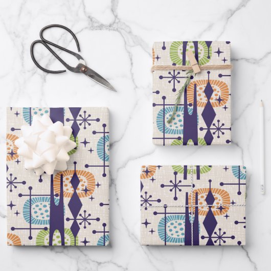 Midden-eeuws modern atoomtijdperk Abstract patroon Inpakpapier Vel (Voorkant)