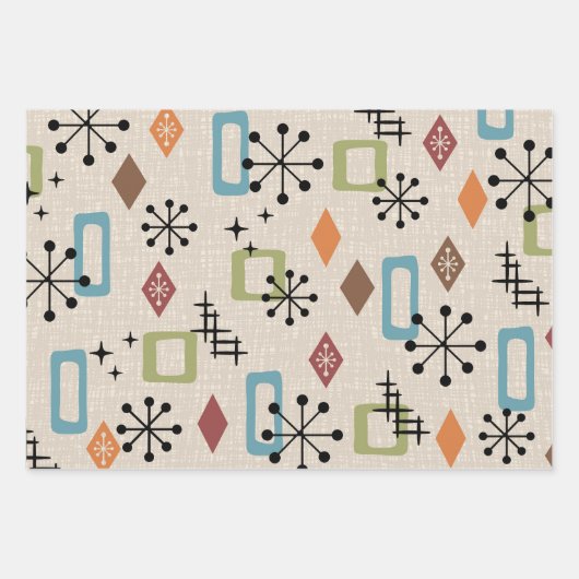 Midden-eeuws modern atoomtijdperk Abstract patroon Inpakpapier Vel (Voorkant 2)