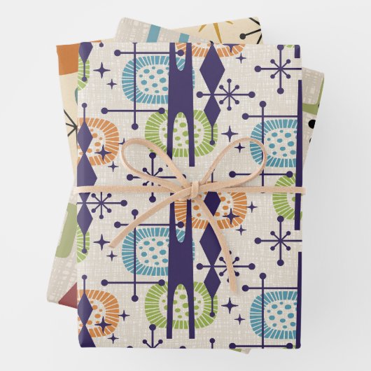 Midden-eeuws modern atoomtijdperk Abstract patroon Inpakpapier Vel (In situ)