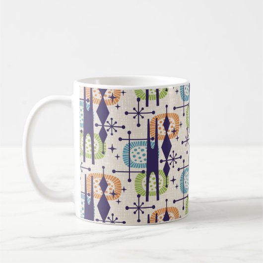 Midden-eeuws modern atoomtijdperk Abstract patroon Koffiemok (Links)