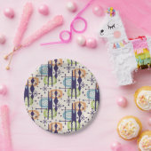 Midden-eeuws modern atoomtijdperk Abstract patroon Papieren Bordje (Feest)