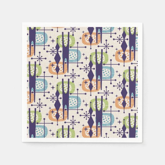 Midden-eeuws modern atoomtijdperk Abstract patroon Servet (Voorkant)