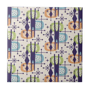 Midden-eeuws modern atoomtijdperk Abstract patroon Tegeltje