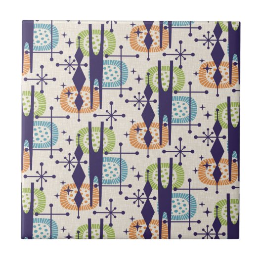 Midden-eeuws modern atoomtijdperk Abstract patroon Tegeltje (Voorkant)