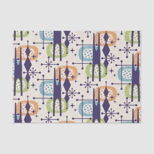 Midden-eeuws modern atoomtijdperk Abstract patroon Tissuepapier (Voorkant)