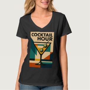 Midden eeuws modern Bauhaus cocktailuur Martini T-shirt