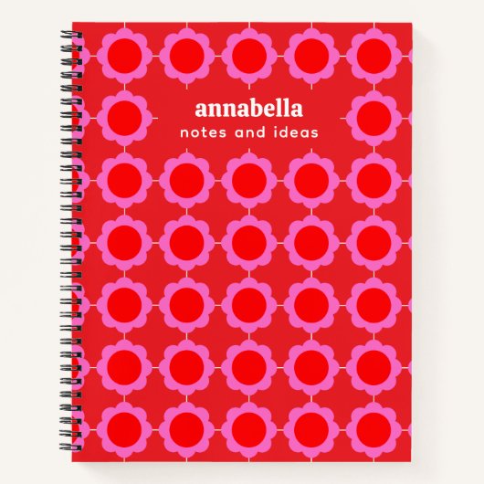 Midden-eeuws modern bloemmotief monogram notitieboek (Voorkant)