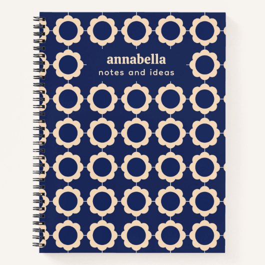 Midden-eeuws modern bloemmotief monogram notitieboek (Voorkant)